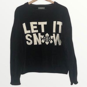 Primark Size Medium Black "Let it Snow" Crewneck Pullover Sweater
